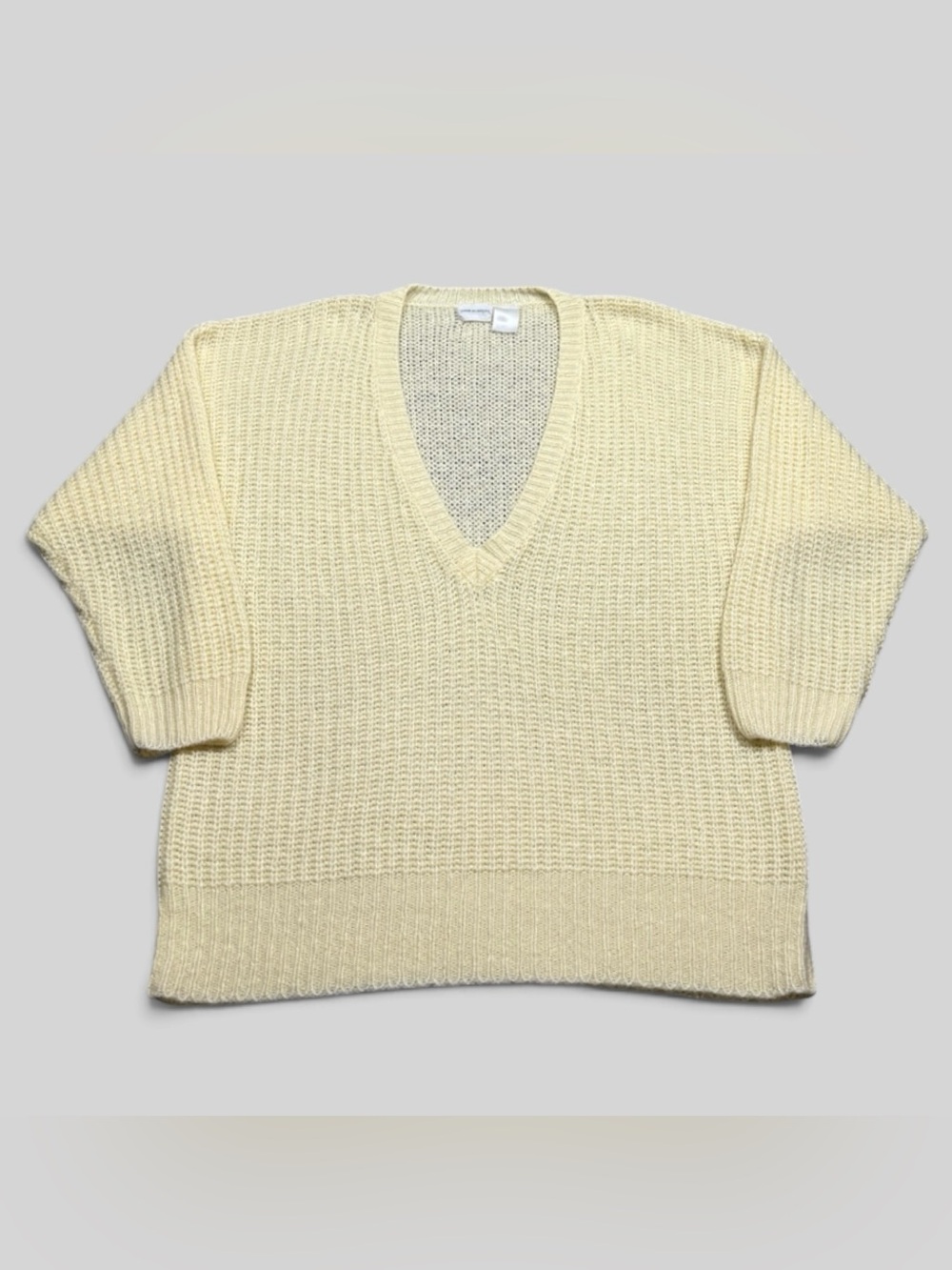 Vintage 1980s Comme des Garçons Wool Knit Pullover Sweater Cream Ivory Large